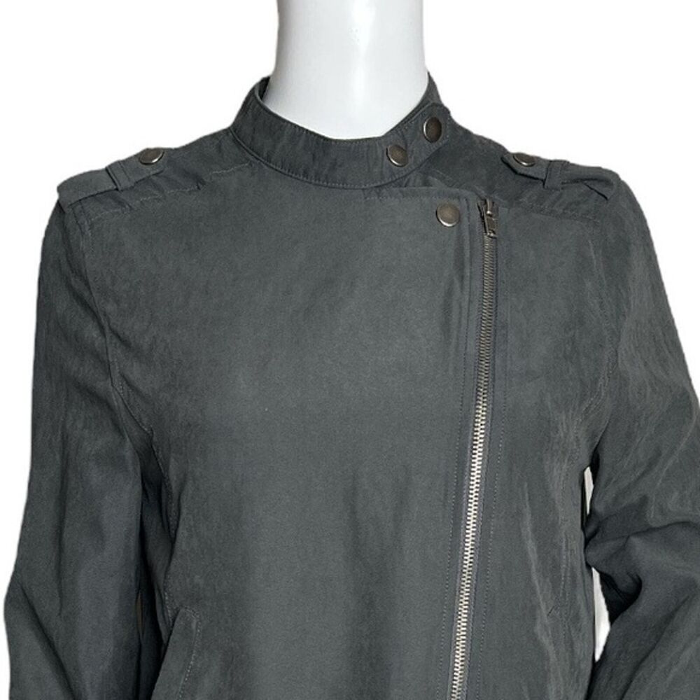 Staccato Jacket Womens Medium Gray Neutral Casual Moto Biker Emo‎ Grunge Edgy - Picture 5 of 7